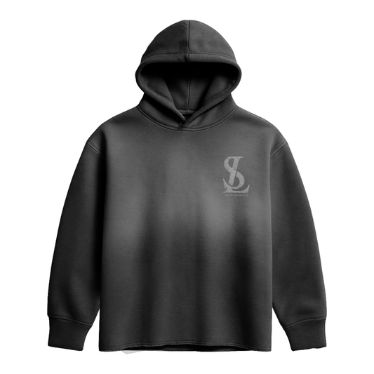 Raw edge black vintage hoodie